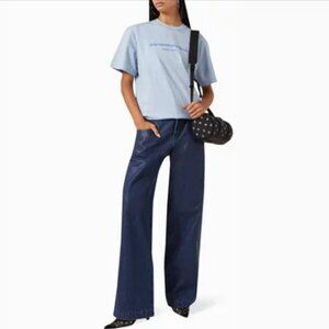 Alexander Wang Glitter Puff Logo T-shirt in Compact-Jersey Blue S